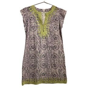 Rikshaw Womens Lavender & Lime Green Sleeveless Tunic Dress S